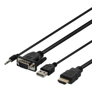 Deltaco Cable Adaptador VGA a HDMI con Audio - 1m - Negro