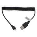 Cable Espiral Micro USB - Negro - 0.5m-1.2m