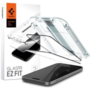 iPhone 15 Pro Spigen Glas.tR Ez Fit Full Cover Screen Protector - 2 Pcs. - Black Edge