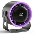 Ventilador de sobremesa y pared ajustable de 100 velocidades con pantalla digital y luz ambiental - Negro / Morado