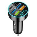 Cargador rápido de coche PD/QC3.0 de 6 puertos y 100W - 2x USB-C, 4x USB-A - Negro