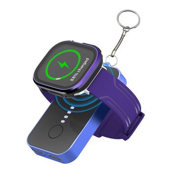 Mini batería inalámbrica magnética con cargador portátil de 1200 mAh y llavero para la serie iWatch - Azul