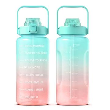 Botella de agua de 2.2L Botella deportiva sin BPA con pajita y marcador de tiempo Jarra de agua deportiva motivacional 