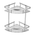 Estante esquinero de aluminio de 2 niveles para baño - 34.5cm