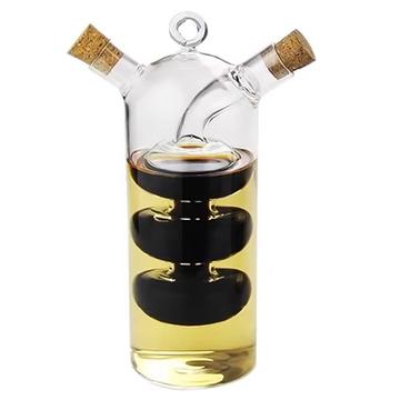 Botella de vidrio dispensadora de aceite y vinagre 2 en 1 - 350ml/80ml de capacidad - Sin BPA