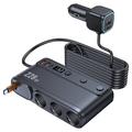 Cargador de coche 9 en 1 de 228 W con divisor de encendedor de carga rápida con interruptores independientes y pantalla LED - Negro