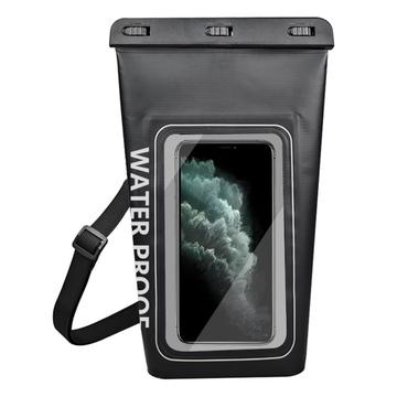 Bolsa seca impermeable de 2 litros con funda táctil para smartphone - Negra