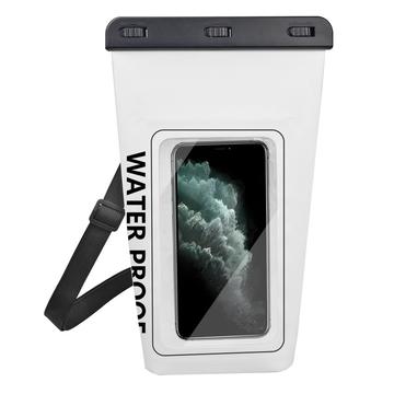 Bolsa seca impermeable de 2 litros con funda táctil para smartphone - Blanca