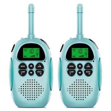2Pcs DJ100 Niños Walkie Talkie Juguetes Niños Interphone Mini Transceptor de mano 3KM Alcance UHF Radio con cordón