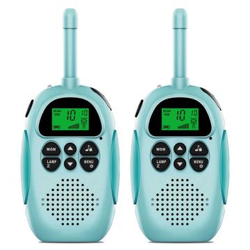 2Pcs DJ100 Niños Walkie Talkie Juguetes Niños Interphone Mini Transceptor de mano 3KM Alcance UHF Radio con cordón