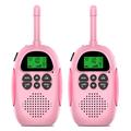 2Pcs DJ100 Niños Walkie Talkie Juguetes Niños Interphone Mini Transceptor de mano 3KM Alcance UHF Radio con cordón - Rosa+Rosa