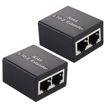 Set 1 a 2 RJ45 Splitter Conector Inline LAN Enchufes Cable Ethernet Extender Adaptador - 2 Piezas