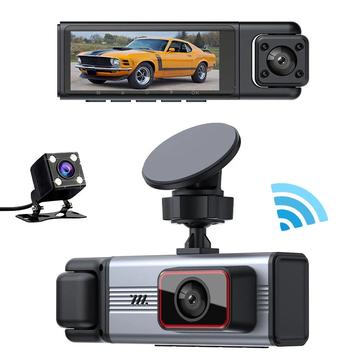 Dash Cam de 3.0" 1080P y 4 lentes con grabación frontal, trasera y lateral