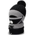 Gorro, Mascarilla y Calentador de Cuello de 3 Piezas de Invierno a Prueba de Viento - Negro / Gris
