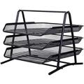 Archivador organizador apilable de malla metálica de 3 niveles - Negro
