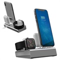 Soporte de Carga 3-en-1 Aluminum Alloy para iPhone, Apple Watch, AirPods - Gris