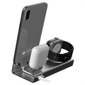 Soporte de Carga 3-en-1 Aluminum Alloy para iPhone, Apple Watch, AirPods - Gris