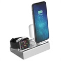 Soporte de Carga 3-en-1 Aluminum Alloy para iPhone, Apple Watch, AirPods - Plateado