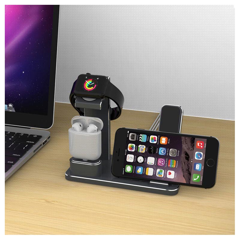 Soporte de Carga 3-en-1 HJZJ001 para iPhone, Apple Watch, AirPods