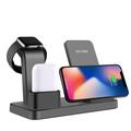 Cargador inalámbrico vertical de sobremesa 3 en 1 Soporte de carga rápida para iPhone/Apple Watch/Airpods - Negro