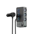 Cargador de coche de carga rápida 3 en 1 PD 35W - Adaptador de mechero 120W y 5 puertos USB - Negro