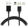 Cable Magnético 3-en-1 - Lightning, MicroUSB, Tipo-C - Negro