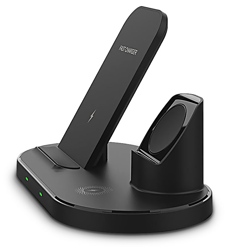  Omni Dock QI Estación de carga inalámbrica, negro, soporte de  carga rápida de 15 W, compatible con Apple Watch, AirPods, iPhone, Samsung,  3 en 1, múltiples dispositivos, organizador de mesita de