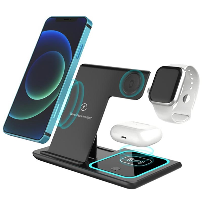 Estación de Carga Inalámbrica 3-in-1- Apple Watch, iPhone, AirPods - Negro