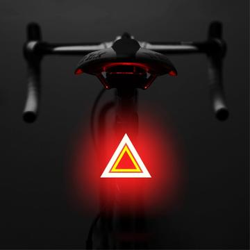 3664 Luz Trasera Creativa para Bicicleta IPX2 Impermeable Pequeña Luz LED para Bicicleta con Soporte de Carga USB para Ciclismo al Aire Libre - Triángulo de Advertencia