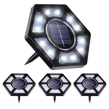 Paquete de 4 lámparas solares para el suelo / lámparas impermeables para el jardín - 12 LED blancas