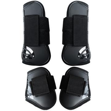 Botas de 4 piezas para tendones y pezuñas de caballo - Talla M - Negro