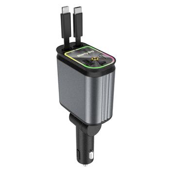 Cargador de coche 4 en 1 y proyector de estrellas con cables USB-C y Lightning