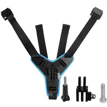 Mentonera para casco de moto 4 en 1 para GoPro - Azul
