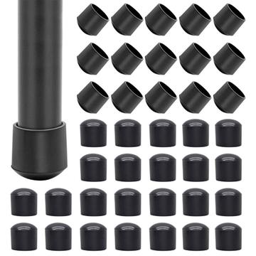 16mm Redondo Protector de Suelo PVC Cubre Piernas de Muebles Antideslizante Cubre Pata de Silla Reduce el Ruido Cubre Pies de Mesa - 40 piezas - Negro