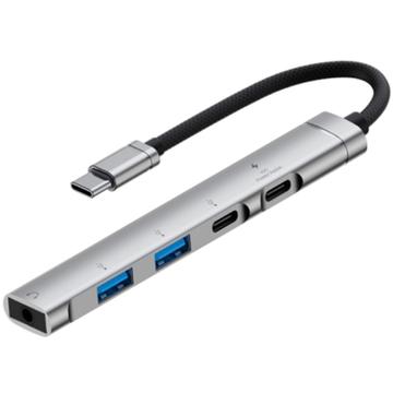 Hub USB-C multifunción 5 en 1 de aleación de aluminio - Plata