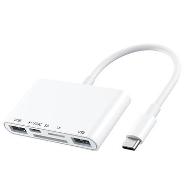 Hub USB-C 5 en 1 / Lector de tarjetas para iPhone, MacBook, dispositivos USB-C - Blanco