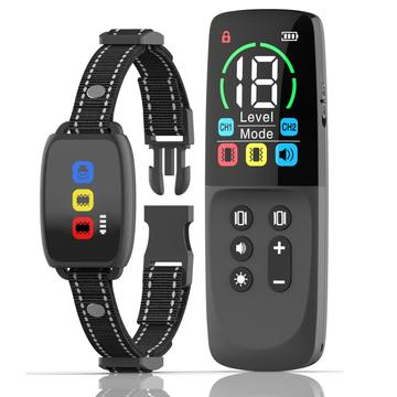760 Pro Dog Bark Control Collar con Pantalla a Color - Vibración y Sonido Auto Trainer - Negro