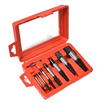 8 Pzs. Juego de extractores de tornillos y pernos de acero con alto contenido de carbono - Rojo