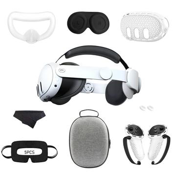 Kit de accesorios de 9 piezas para Meta Quest 3: correa para la cabeza, estuche de EVA, fundas de silicona para las asas y mucho más