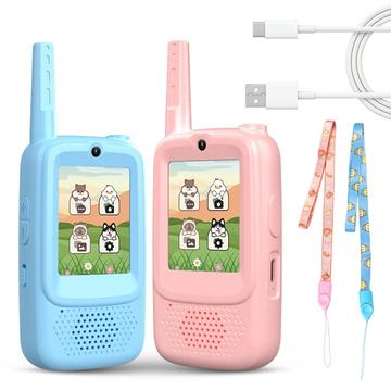 A1 Kids Video Walkie Talkie con cambiador de voz y compartir fotos - 2 Pcs. - Rosa / Azul