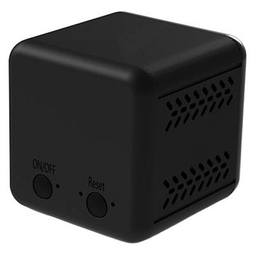 Mini cámara WiFi inalámbrica A19 con visión nocturna por infrarrojos y alarma de movimiento - Negro