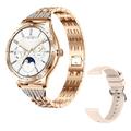 AK60 Correa de Acero + Correa de Silicona Mujeres Reloj Inteligente Monitor de Salud Bluetooth Llamadas Pulsera Inteligente - Oro