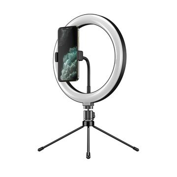 APEXEL APL-FL10JJ13Y 26cm LED Anillo de Luz Fotografía Selfie Luz de Relleno con Trípode Soporte para Teléfono