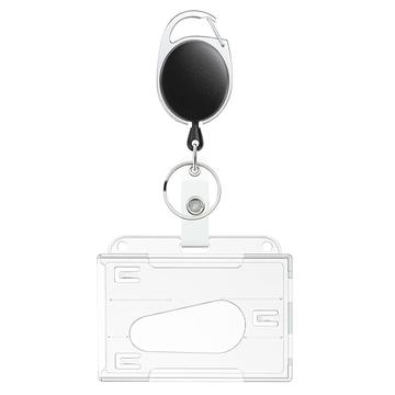 Portatarjetas de acceso/identificación con mosquetón y cordón retráctil