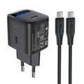 Cargador Acefast A113 20W GaN con cable USB-C - Negro