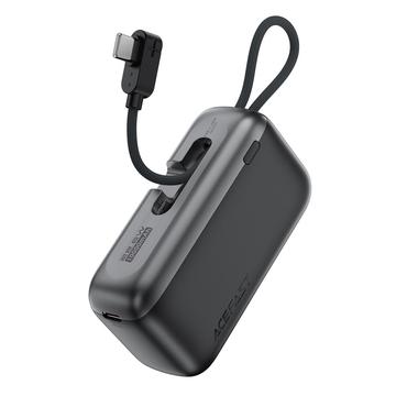 Acefast M27-10000 Mini Power Bank 10000mAh con cable USB-C - 22.5W - Negro
