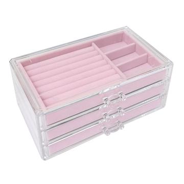 Joyero acrílico con 3 cajones - Rosa