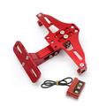 Ajustable CNC de aleación de aluminio de la placa de matrícula de la motocicleta de luz de bicicleta soporte telescópico con luz LED - Rojo