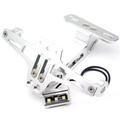 Ajustable CNC de aleación de aluminio de la placa de matrícula de la motocicleta de luz de bicicleta soporte telescópico con luz LED - Plata