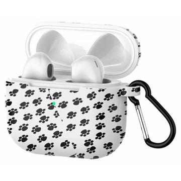 AirPods 3 Estuche de silicona estampado con mosquetón - Negro / Blanco